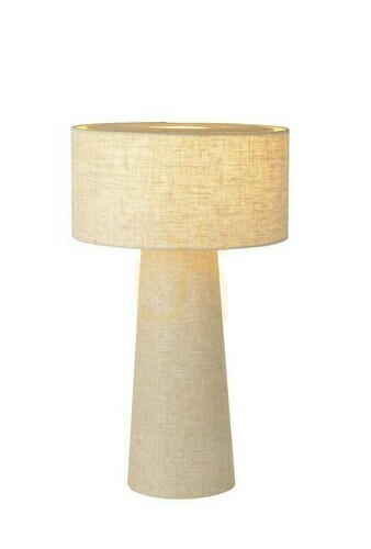 Kontrollera Lucide LEEROY bordslampa grå lin Japandi 50 cm 03548/50/41