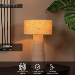 Lucide LEEROY bordslampa Taupe linne Japandi 50 cm 03548/50/41 small 3