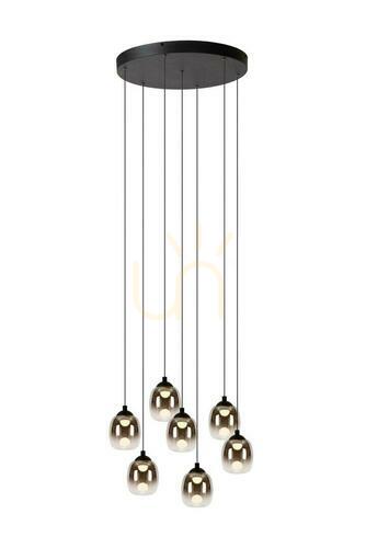 Kontrollera Lucide TAMINO svart pendellampa 7-ljus LED 52 cm 74419/07/30