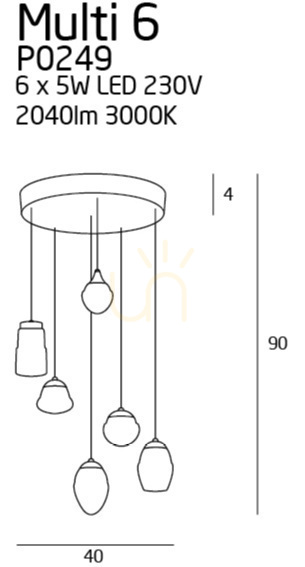 Utsikt Pendant Light Max Light Multi 6 White 52 cm P0249 Pendant Light Max Light Multi 6 White 52 cm P0249