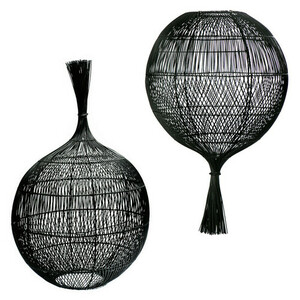 Svart genombruten taklampa - Wonton golvlampa, E27, rotting