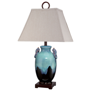 Bordslampa Elstead Amphora turkos keramik linne E27 QZ-AMPHORA small 2