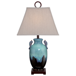 Bordslampa Elstead Amphora turkos keramik linne E27 QZ-AMPHORA small 3