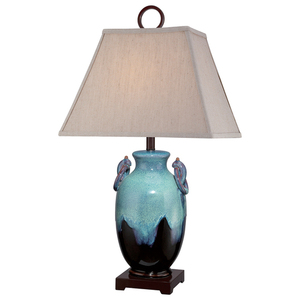 Bordslampa Elstead Amphora turkos keramik linne E27 QZ-AMPHORA small 0