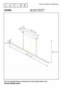 Lucide Sigma pendellampa svart LED 36W dimbar 23463/36/30 small 1
