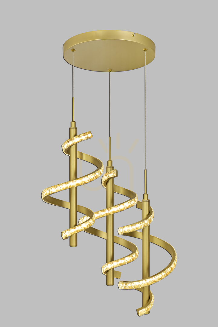 Utsikt CLARET Spiral trippel rund pendellampa med dekorativa kristaller Aviano CLARET Spiral trippel rund pendellampa med dekorativa kristaller Aviano
