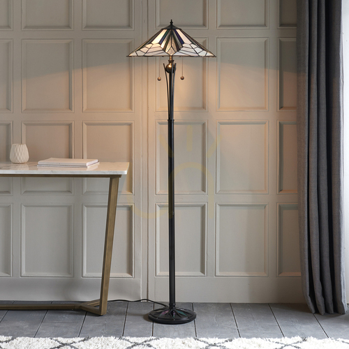 Kontrollera Tiffany golvlampa Interiors Astoria flerfärgad 156 cm 63934