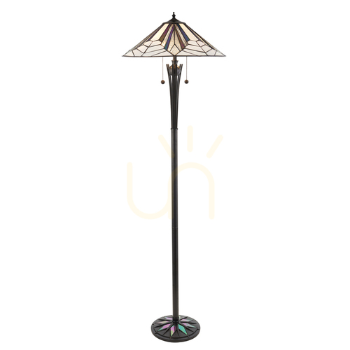 Kontrollera Tiffany golvlampa Interiors Astoria flerfärgad 156 cm 63934