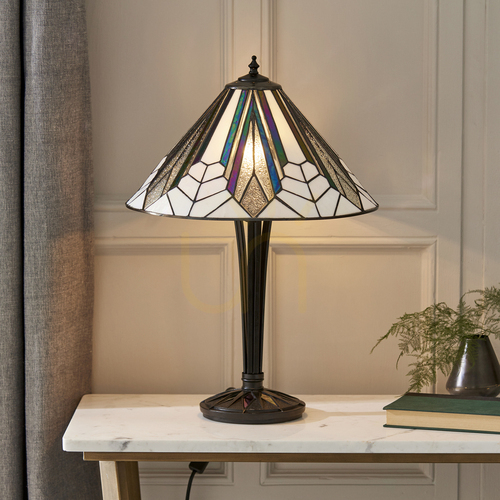 Kontrollera Tiffany bordslampa Interiors Astoria Multicolor 40 cm 63939