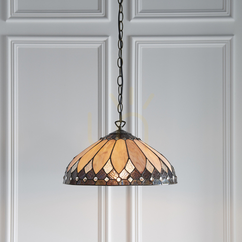 Kontrollera Brooklyn Tiffany taklampa Multicolor 63977 Interiör.