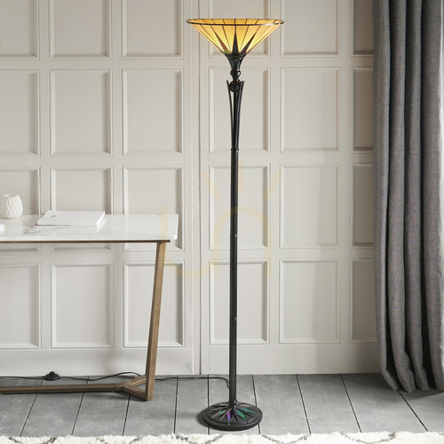 Kontrollera Dark star Tiffany flerfärgad stående lampa 64042 Interiors.