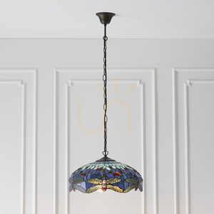 Tiffany taklampa blå glas 3 lampor Interiors 64080 small 4