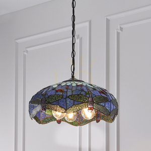 Tiffany taklampa blå glas 3 lampor Interiors 64080 small 5