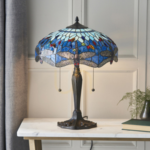 Bordslampa Tiffany blå glas Interiors 64089 small 2