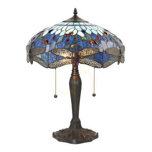 Bordslampa Tiffany blå glas Interiors 64089 small 0