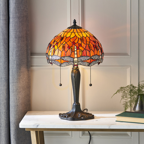 Kontrollera Dragonfly Tiffany bordslampa Multicolor 64092 Interiors.