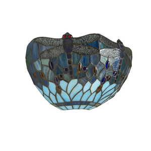 Vägglampa Interiors Dragonfly Tiffany blå glas och stål 64102 small 1