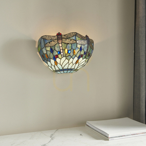 Vägglampa Interiors Dragonfly Tiffany blå glas och stål 64102 small 4