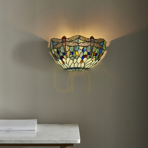 Vägglampa Interiors Dragonfly Tiffany blå glas och stål 64102 small 5