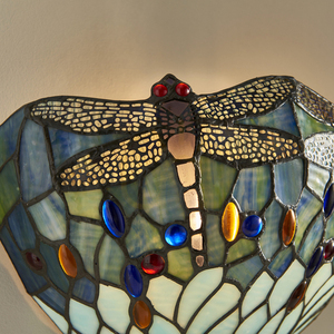Vägglampa Interiors Dragonfly Tiffany blå glas och stål 64102 small 6