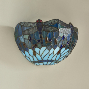 Vägglampa Interiors Dragonfly Tiffany blå glas och stål 64102 small 8