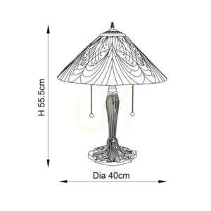 Bordslampa Interiors Hector Tiffany multicolor 40 cm glas E27 small 2