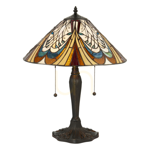 Kontrollera Bordslampa Interiors Hector Tiffany multicolor 40 cm glas E27
