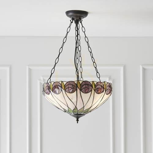 Kontrollera Hutchinson Tiffany taklampa Multicolor 64175 interiör.