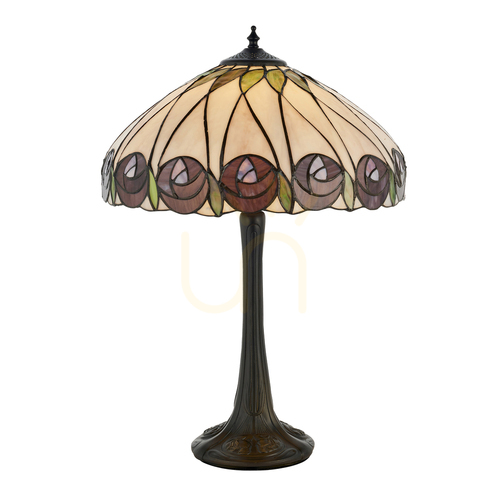 Kontrollera Tiffany bordslampa Interiors Multicolor 40 cm Glas E27 Hutchinson 64177