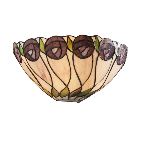 Kontrollera Vägglampa Interiors Hutchinson Tiffany flerfärgad glas stål 64178