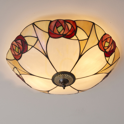 Kontrollera Ingram Tiffany Multicolor Plafond 64182 Interiör.