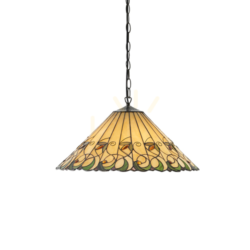 Kontrollera Pendellampa Interiors Jamelia Tiffany Multicolor 3-ljus 50 cm 64194