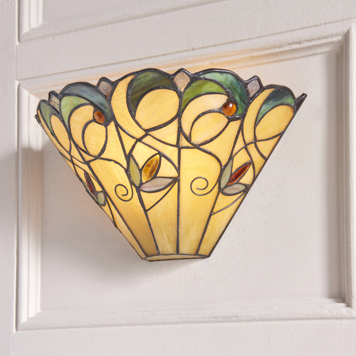 Kontrollera Vägglampa Tiffany Multicolor Glas Stål Interiors Jamelia 64198