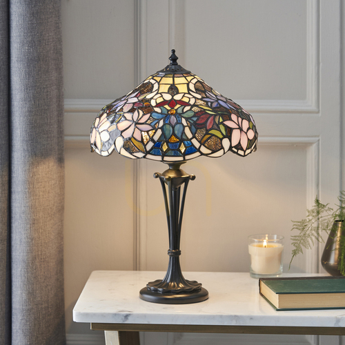 Kontrollera Bordslampa Interiors Sullivan Tiffany Multicolor 30 cm 64327