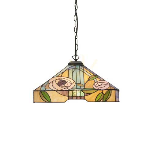 Kontrollera Pendant Light Interiors Willow Tiffany Multicolor 3-Light Glass Ø42.5 cm 64384