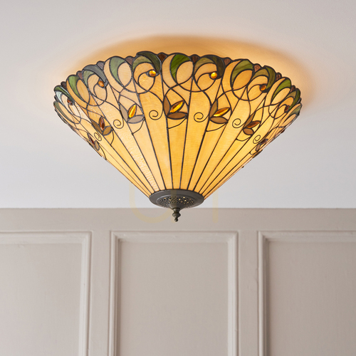 Kontrollera Plafond Interiors Jamelia Tiffany mångfärgad 50 cm E27 2 ljuspunkter