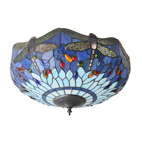 Kontrollera Dragonfly Tiffany Blue Plafond 70722 Interiör.