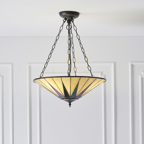 Kontrollera Tiffany pendellampa Multicolor mörk stjärna Interiors 70754