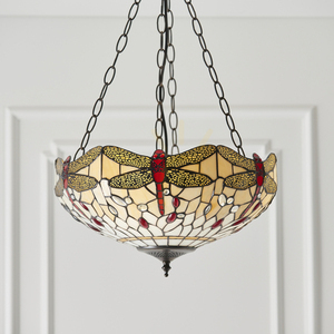 Taklampa Dragonfly Tiffany Beige 3-ljus Interiors 70759 small 3