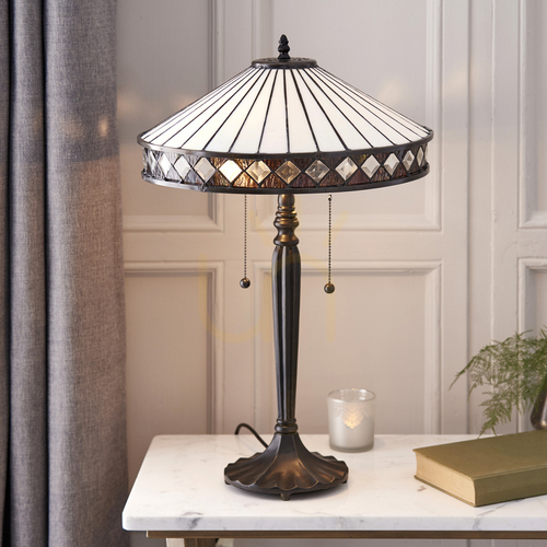 Kontrollera Fargo Tiffany bordslampa Multicolor 70935 Interiör.