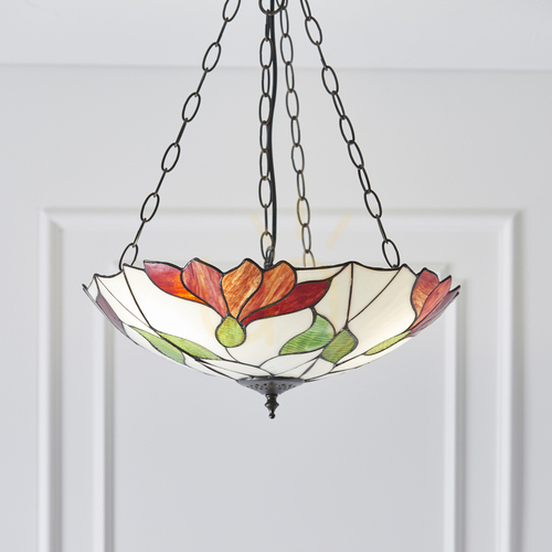 Kontrollera Pendellampa Interiors Botanica Tiffany Multicolor Glas Ø45 cm 3-ljus