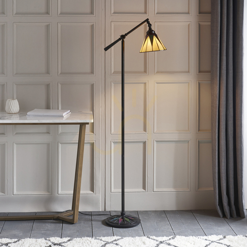 Kontrollera Mörk stjärna Tiffany flerfärgad stående lampa 74355 Interiors