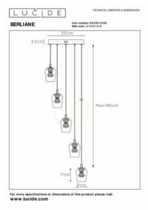 Lucide BERLIANE pendellampa guld 5-ljus LED 00430/21/60 small 6