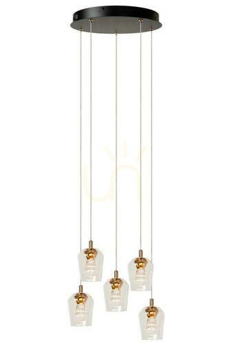 Kontrollera Lucide BERLIANE pendellampa guld 5-ljus LED 00430/21/60