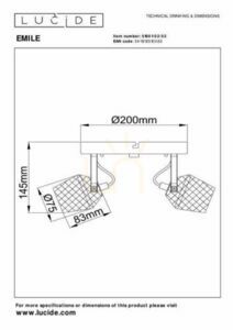 Plafond Lucide EMILE guld svart metall 2xGU10 20 cm 51901/02/02 small 7