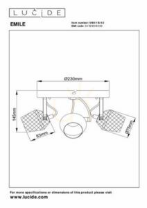 Lucide EMILE plafond 3-ljus guld svart metall GU10 23 cm 51901/13/02 small 6