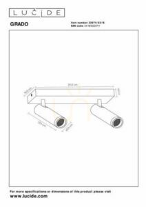 Lucide GRADO plafond grå aluminium 2 ljuskällor 22974/02/15 small 4