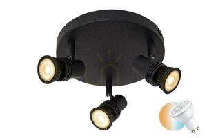 Lucide KIANTI svart takspotlight med 3 vridbara GU10-spotar, metall, Ø 21 cm 53901/13/30 small 0