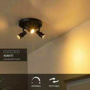 Lucide KIANTI svart takspotlight med 3 vridbara GU10-spotar, metall, Ø 21 cm 53901/13/30 small 2