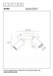 Plafond Lucide RITMO brun aluminium 2-ljus 15 cm 09942/12/97 small 4